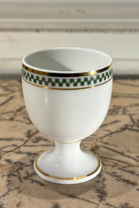 Suite de six coquetiers Art-d&eacute;co en porcelaine de Limoges -photo-3