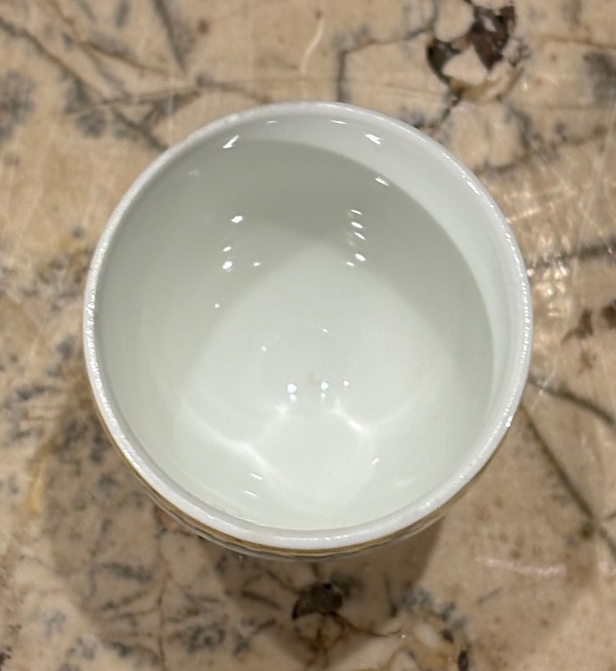 Suite de six coquetiers Art-d&eacute;co en porcelaine de Limoges -photo-4