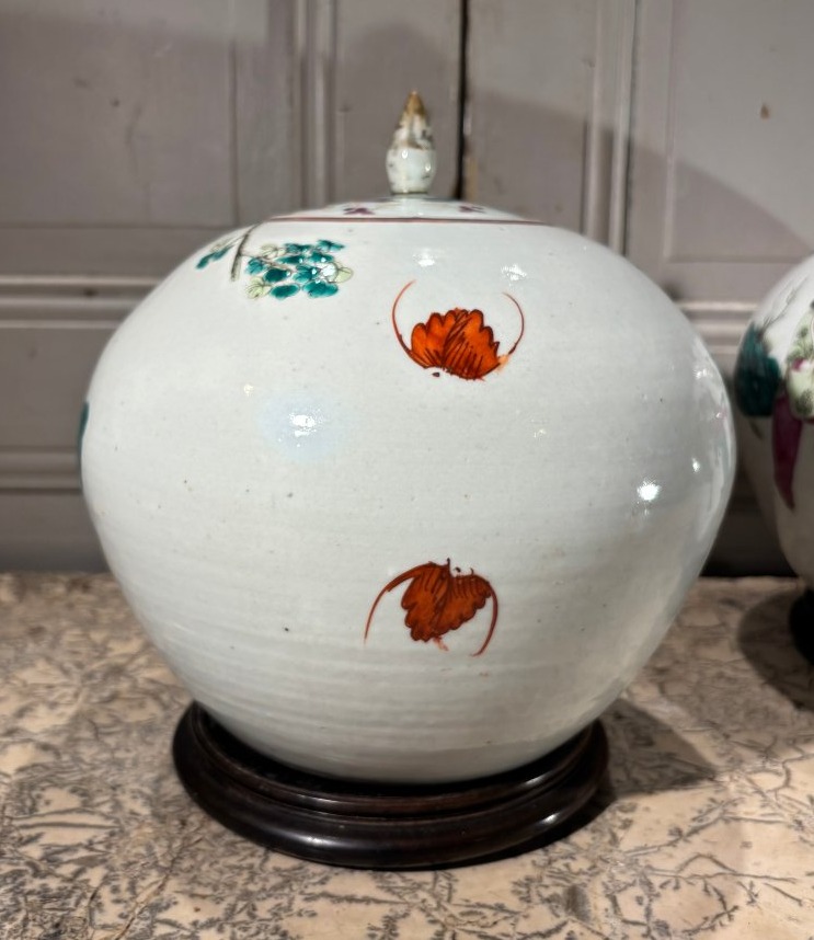 Paire de pots à gingembre en porcelaine de Chine dynastie Qing -photo-4