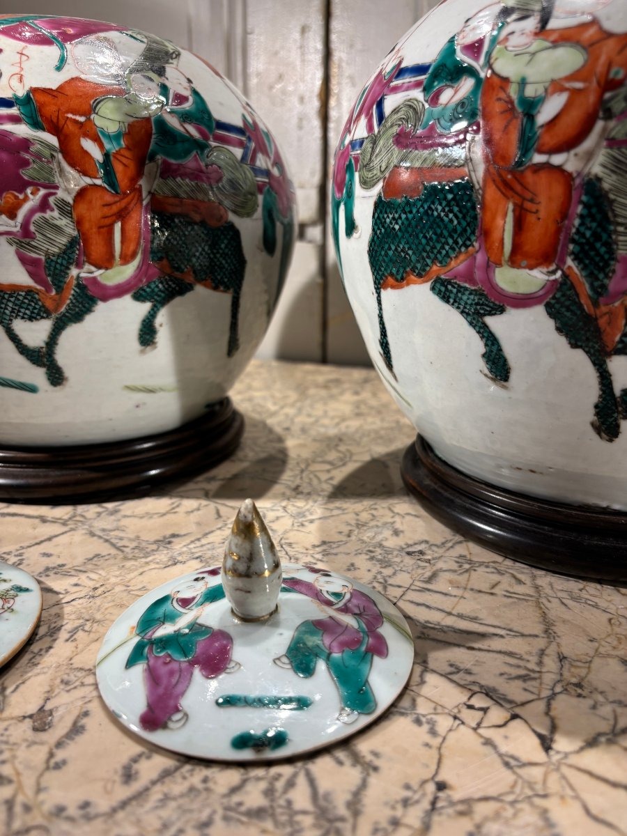 Paire de pots à gingembre en porcelaine de Chine dynastie Qing -photo-5