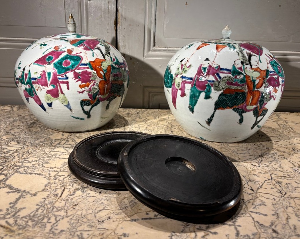 Paire de pots à gingembre en porcelaine de Chine dynastie Qing -photo-7