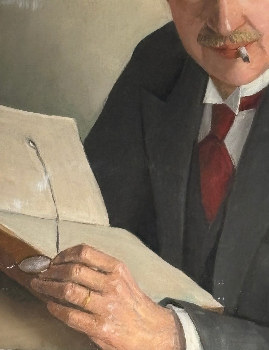 Portrait d'homme à la cigarette  style Art Dèco pastel  vers 1930-photo-3
