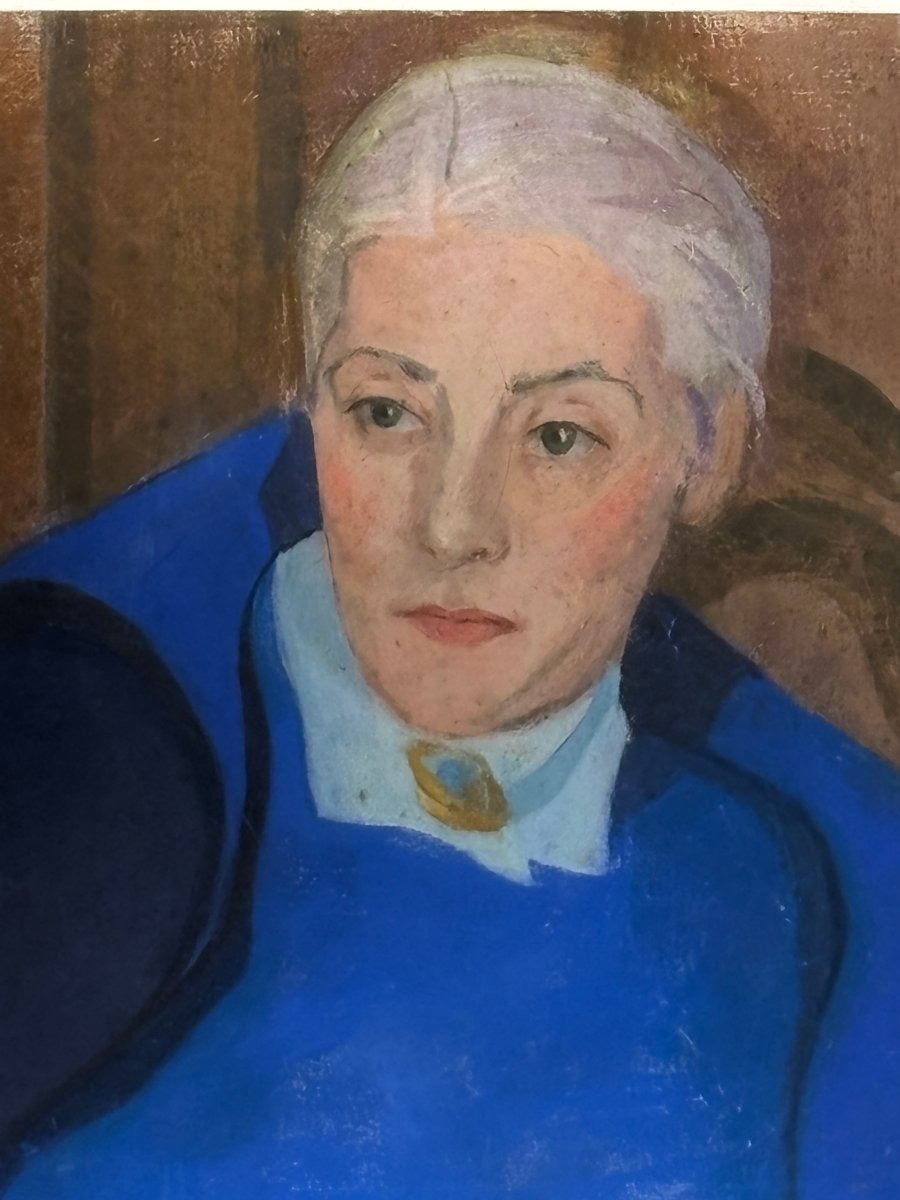Portrait Of A Woman In Pastel Blue, Art Deco, Circa 1930-photo-3
