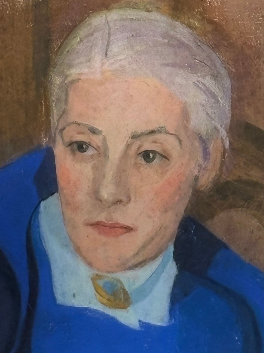 Portrait Of A Woman In Pastel Blue, Art Deco, Circa 1930-photo-4