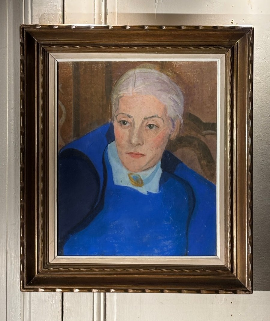 Portrait Of A Woman In Pastel Blue, Art Deco, Circa 1930