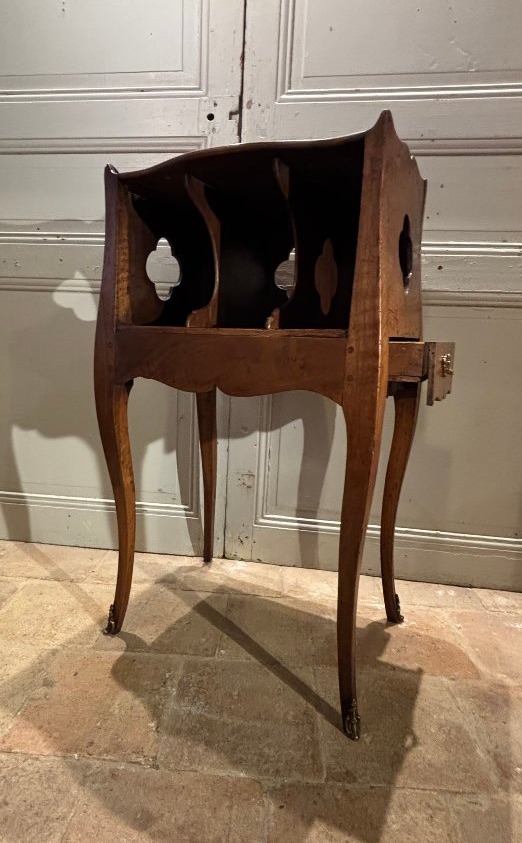 18th-century Louis XV-style Walnut Side Table, Curved On All Sides
