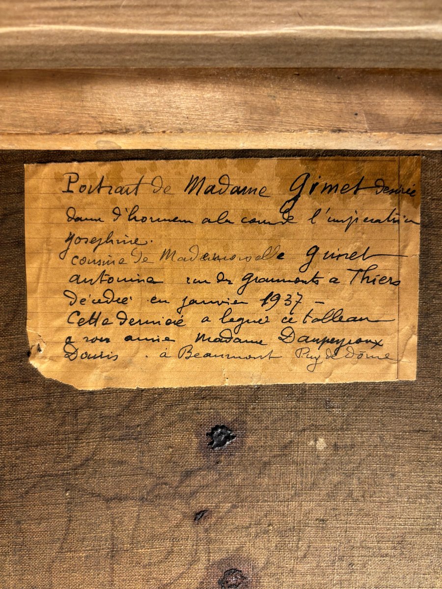 Portrait Empire de Madame Gimet Dugué jeune daté 1811 et signé -photo-6