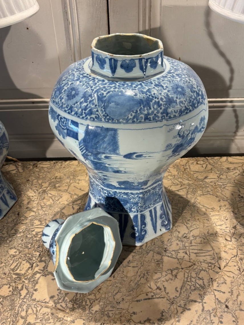 Importante garniture en fa&iuml;ence de Delft XVIII&deg; si&egrave;cle -photo-4