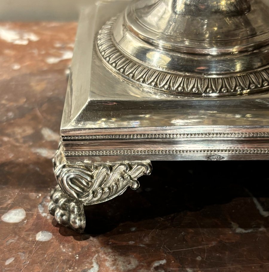 L Dupré Charles X Sugar Bowl In Crystal And Solid Silver, With An "old-style" Hallmark -photo-2