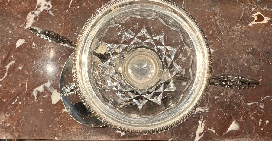 L Dupré Charles X Sugar Bowl In Crystal And Solid Silver, With An "old-style" Hallmark -photo-7