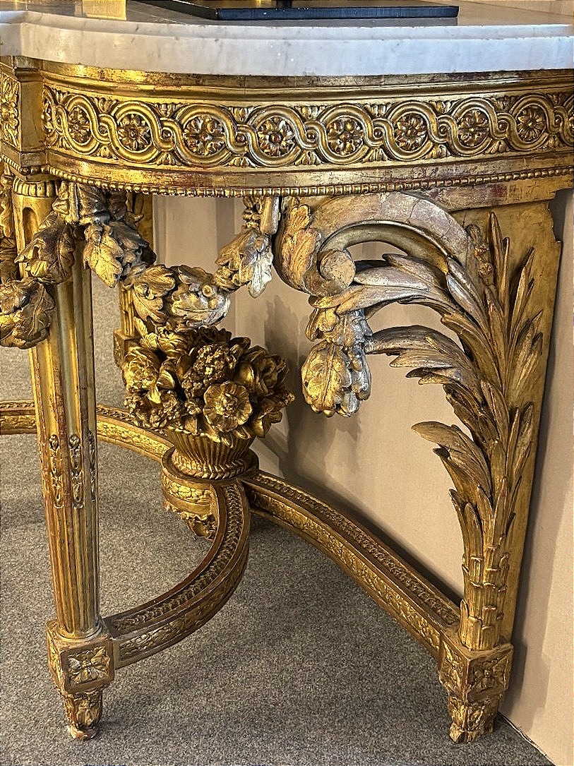 Console d'&eacute;poque Louis XVI en bois dor&eacute; travail parisien XVIII&deg; si&egrave;cle -photo-3