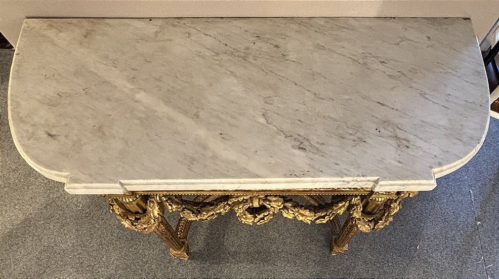 Console d'&eacute;poque Louis XVI en bois dor&eacute; travail parisien XVIII&deg; si&egrave;cle -photo-6