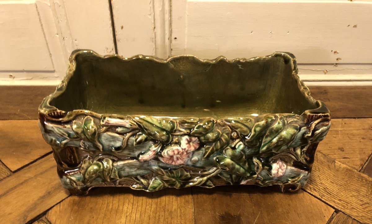 Set Of 3 Barbotine Planters, Circa 1900-photo-4