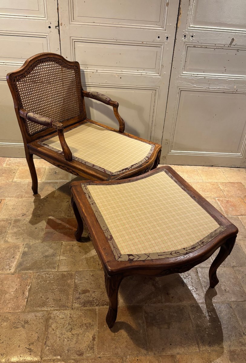 18th-century Regency-style Broken Duchess Chair In Waxed Beech-photo-6
