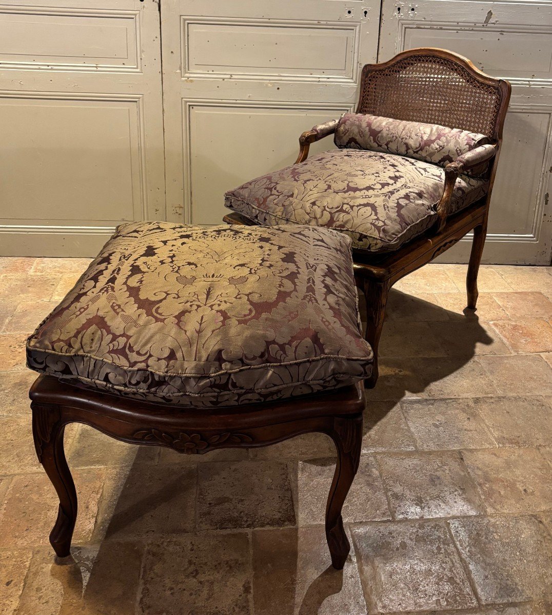 18th-century Regency-style Broken Duchess Chair In Waxed Beech