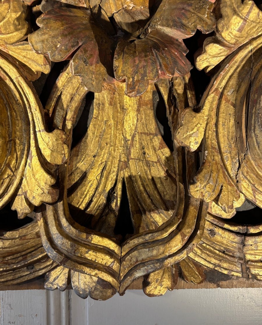 18th-century Baroque Panel Of Carved Wood Gilded With Acanthus Leaves -photo-3
