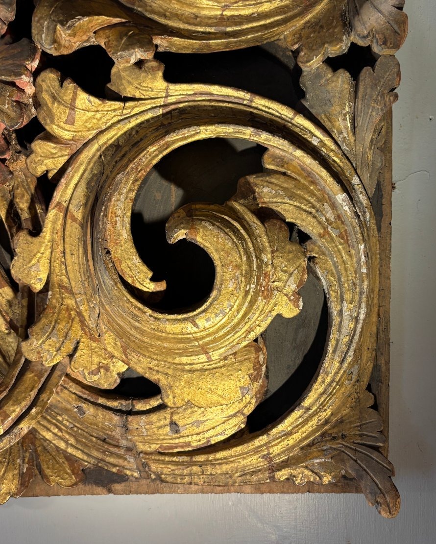 18th-century Baroque Panel Of Carved Wood Gilded With Acanthus Leaves -photo-4
