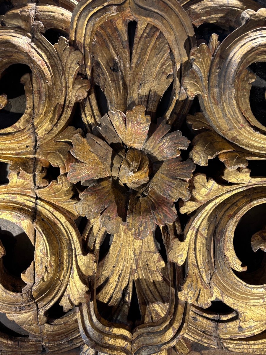 18th-century Baroque Panel Of Carved Wood Gilded With Acanthus Leaves -photo-3