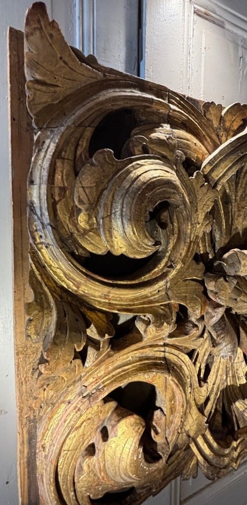 18th-century Baroque Panel Of Carved Wood Gilded With Acanthus Leaves -photo-5