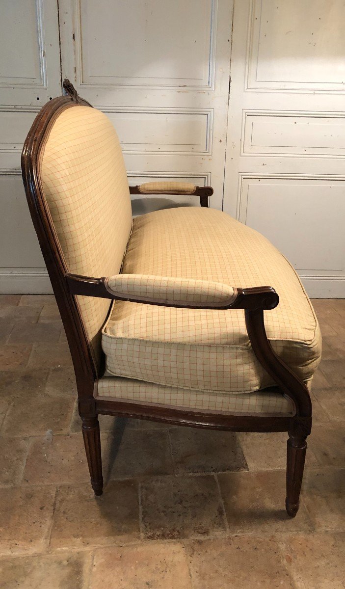 Canapé Louis XVI époque XVIII° Siècle En Noyer-photo-1