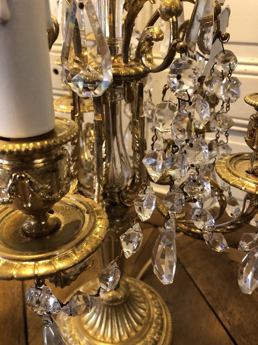 Pair Of Louis XVI-style Candelabra In Gilded Bronze -photo-6