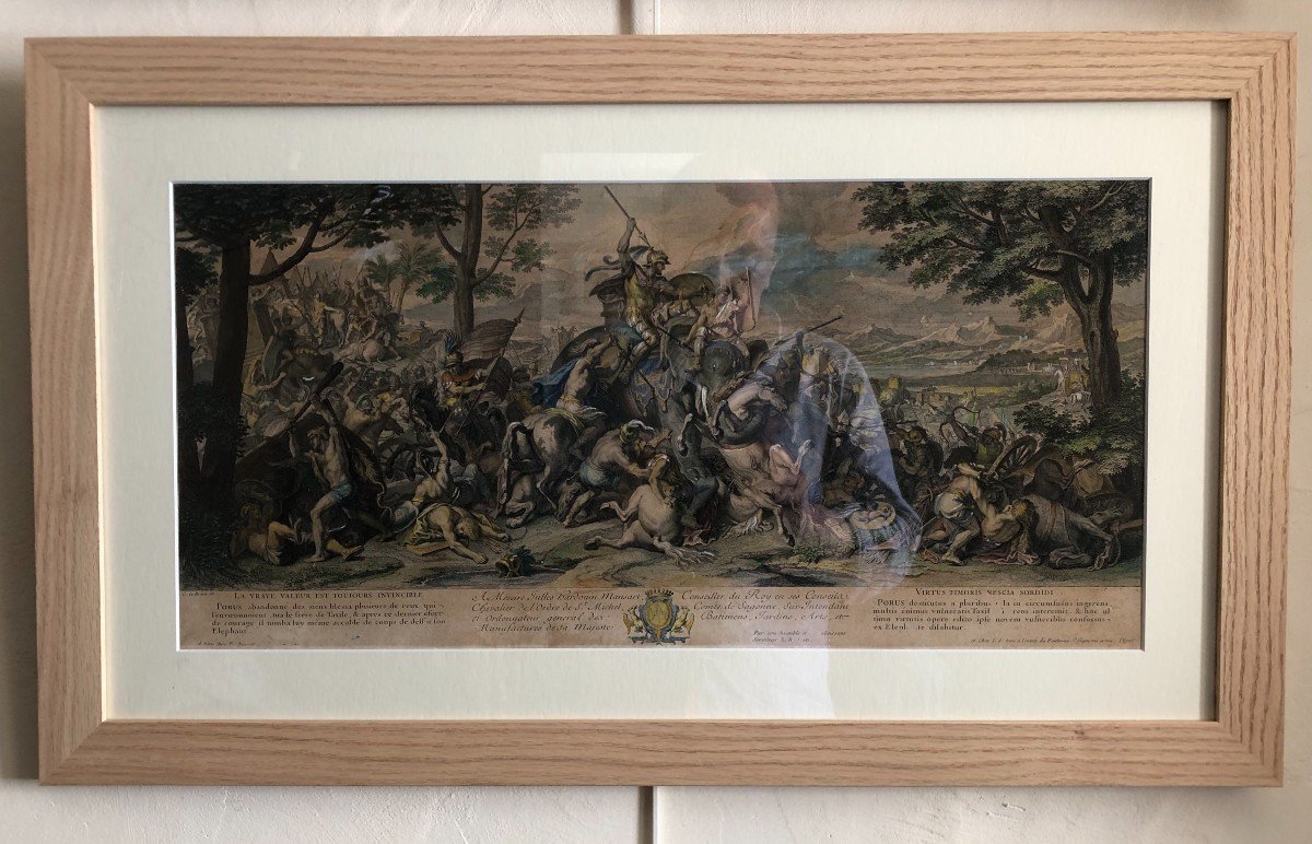 D'Aprés Lebrun Pour Le Cabinet De Louis XIV "Alexandre Et Porus" Paire De Gravures Par Audran-photo-2