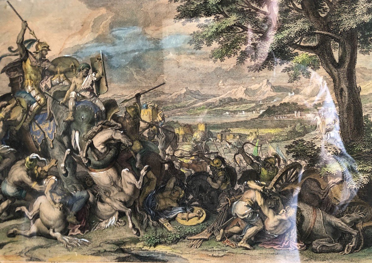 D'Aprés Lebrun Pour Le Cabinet De Louis XIV "Alexandre Et Porus" Paire De Gravures Par Audran-photo-1