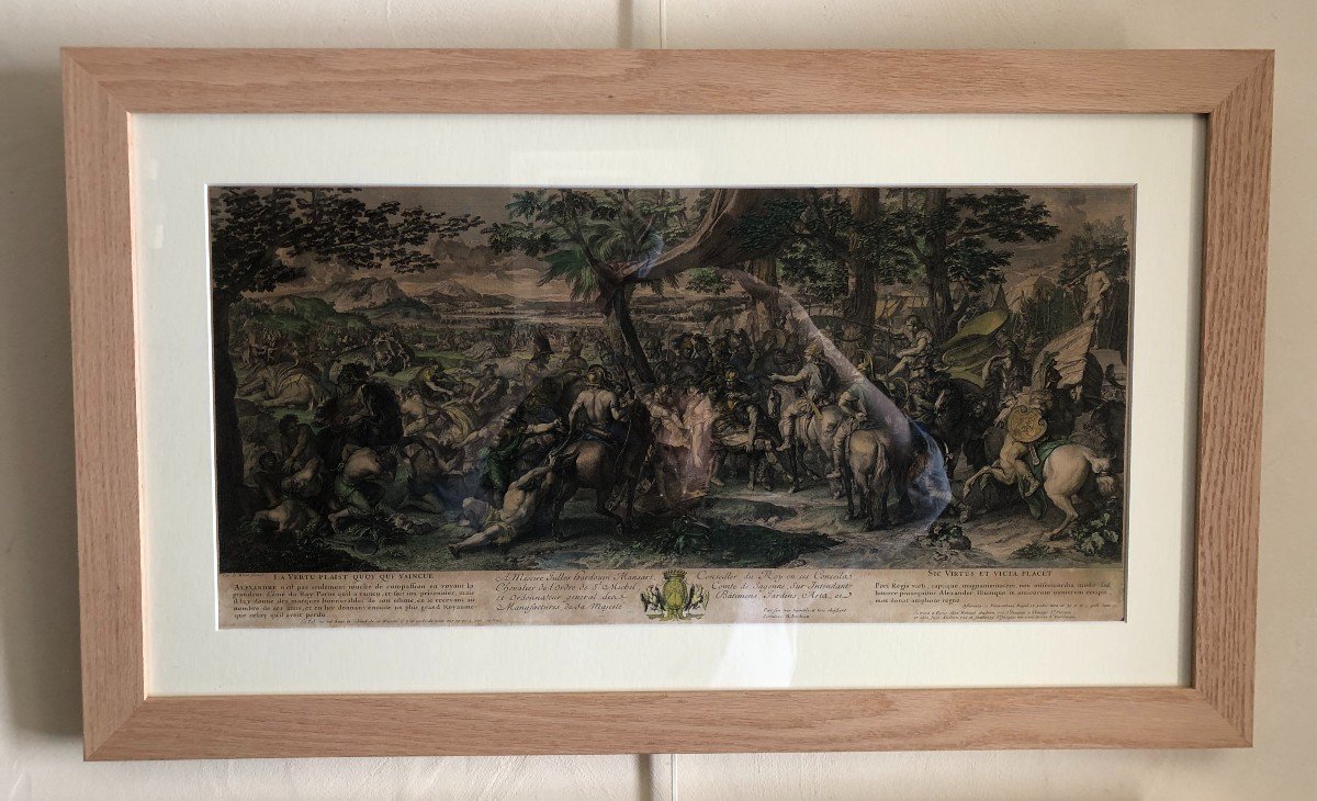 D'Aprés Lebrun Pour Le Cabinet De Louis XIV "Alexandre Et Porus" Paire De Gravures Par Audran-photo-2