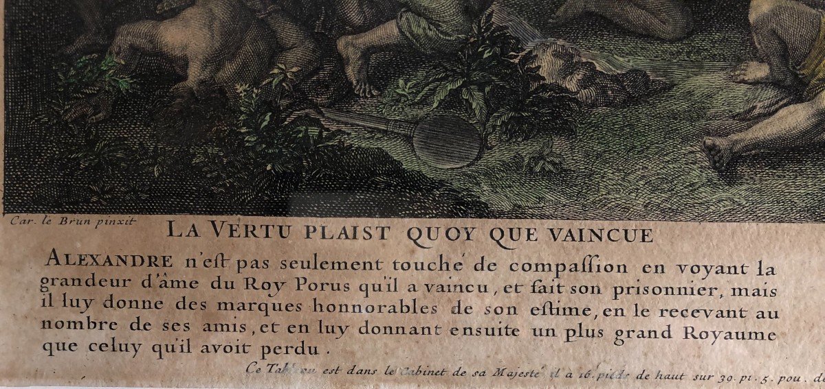 D'Aprés Lebrun Pour Le Cabinet De Louis XIV "Alexandre Et Porus" Paire De Gravures Par Audran-photo-4