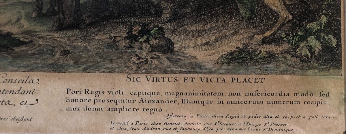 D'Aprés Lebrun Pour Le Cabinet De Louis XIV "Alexandre Et Porus" Paire De Gravures Par Audran-photo-5