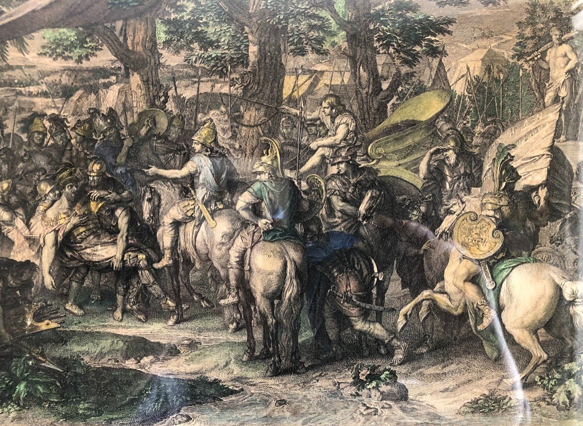 D'Aprés Lebrun Pour Le Cabinet De Louis XIV "Alexandre Et Porus" Paire De Gravures Par Audran-photo-7