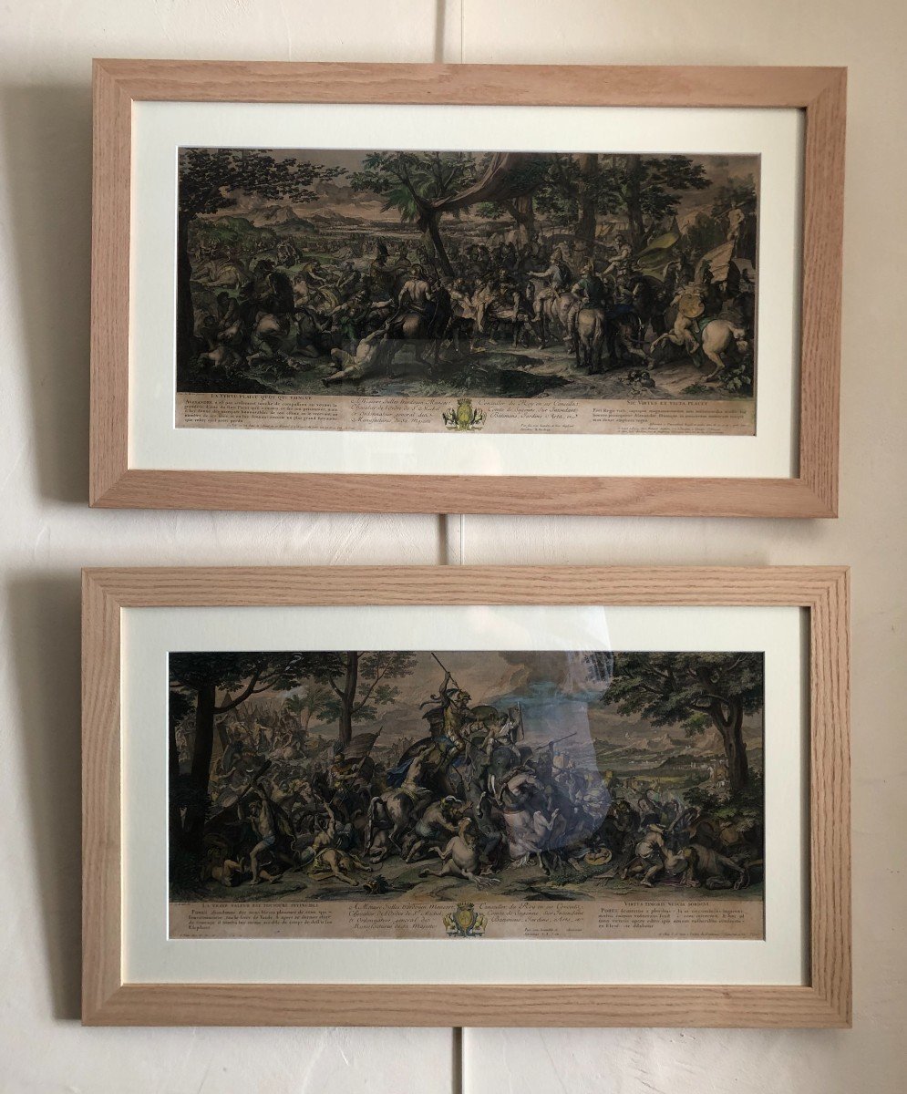 D'Aprés Lebrun Pour Le Cabinet De Louis XIV "Alexandre Et Porus" Paire De Gravures Par Audran