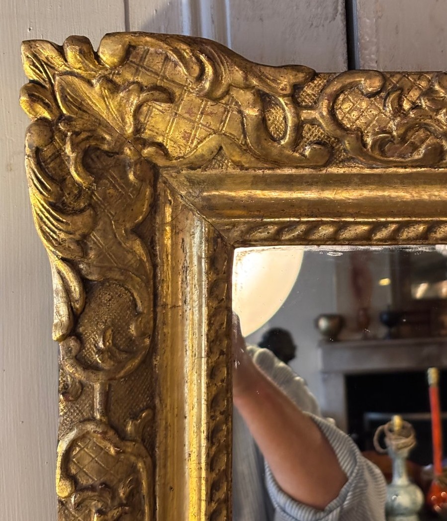 18th-century Louis XIV Mirror In Gilded Wood -photo-2