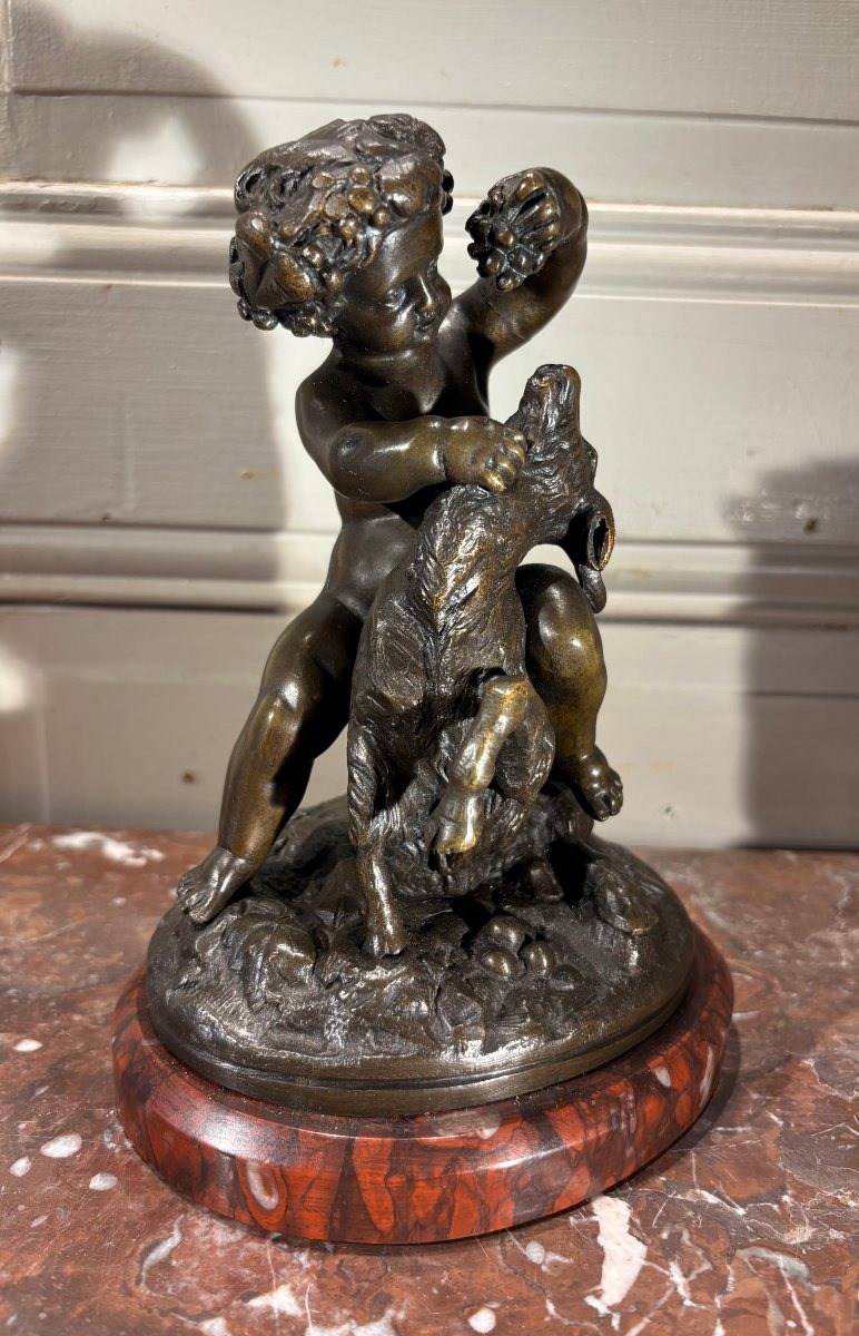 "L'enfance de Bacchus" d'aprés Clodion bronze XIX° siècle -photo-2