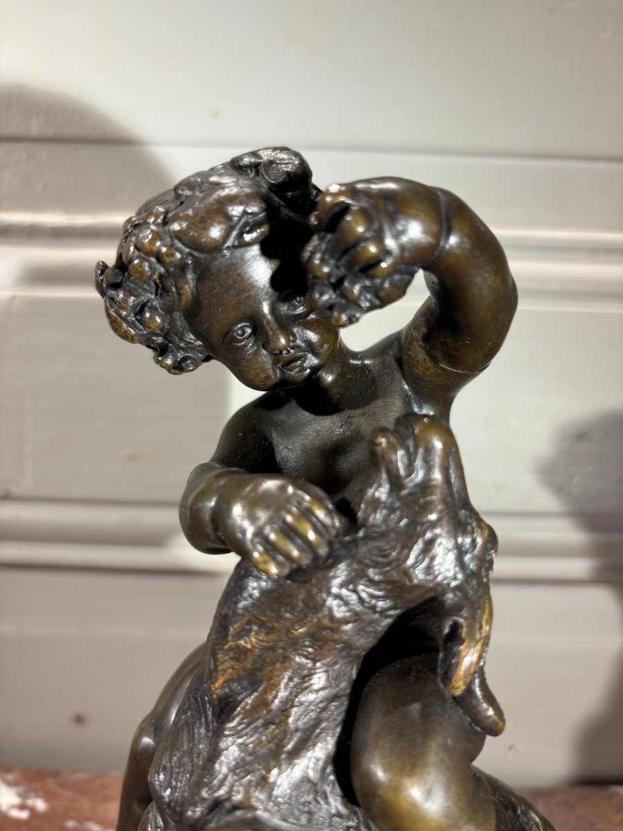 "L'enfance de Bacchus" d'aprés Clodion bronze XIX° siècle -photo-3
