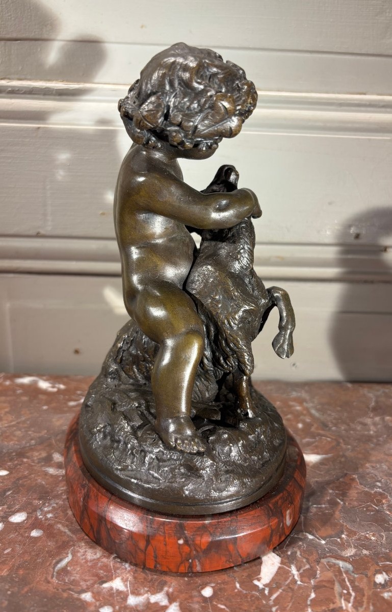 "L'enfance de Bacchus" d'aprés Clodion bronze XIX° siècle -photo-4