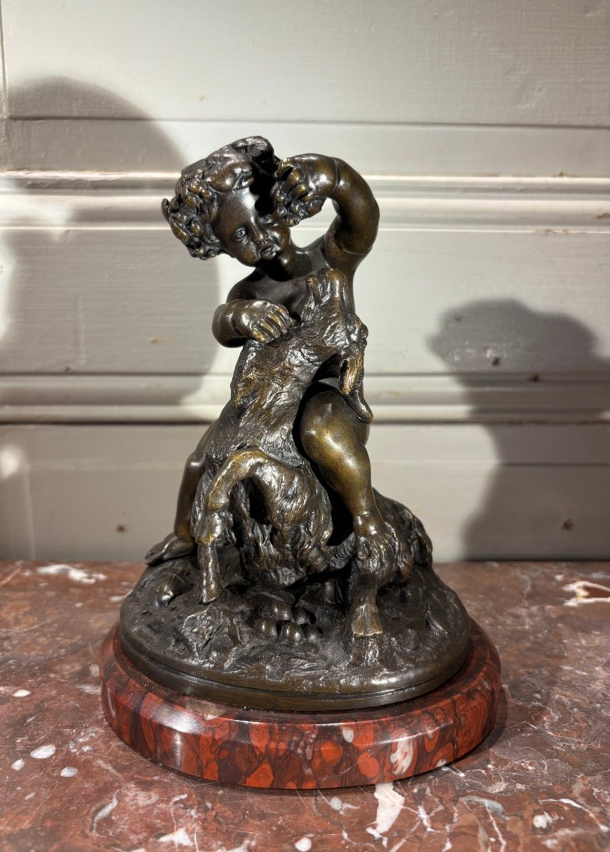 "L'enfance de Bacchus" d'aprés Clodion bronze XIX° siècle 