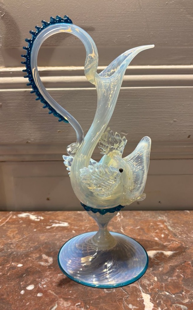 Aigui&egrave;re d'ornement au poisson en verre de Murano vers 1900-photo-4