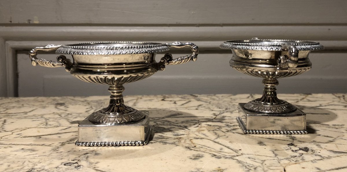 Pair Of Chambord Vases With Swans, Made Of Silver, Revolutionary Period, 18th Century-photo-2