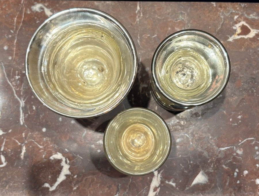 Trois vases Médicis en verre mercerisé XIX° siècle -photo-3
