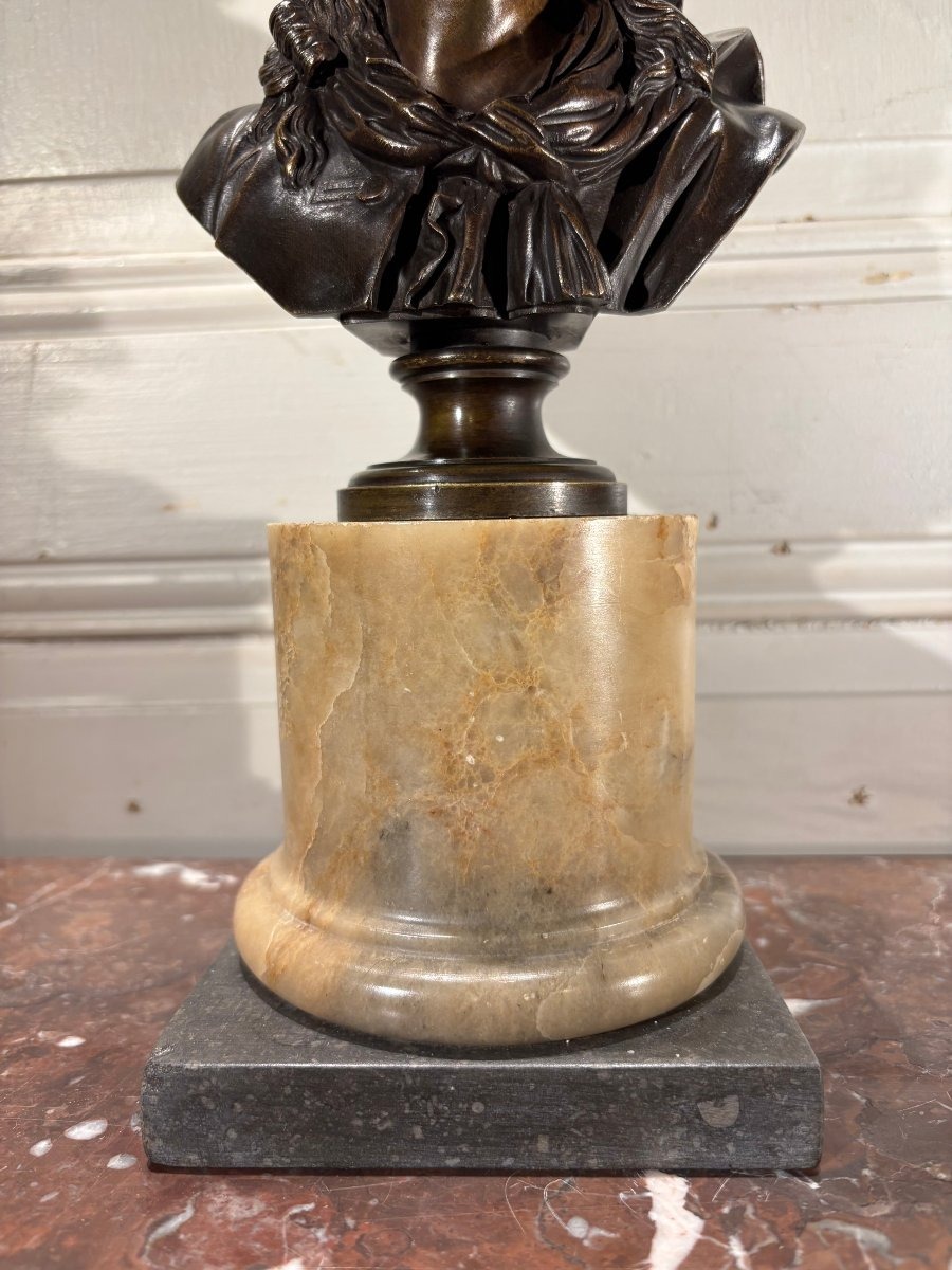 Bronze Bust Of Jean Racine, After Louis-simon Boizot, 19th Century-photo-3