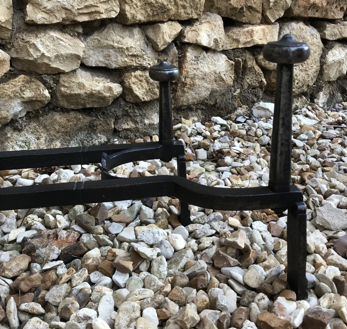 Pair Of 18th-century Wrought-iron Double Andirons -photo-1