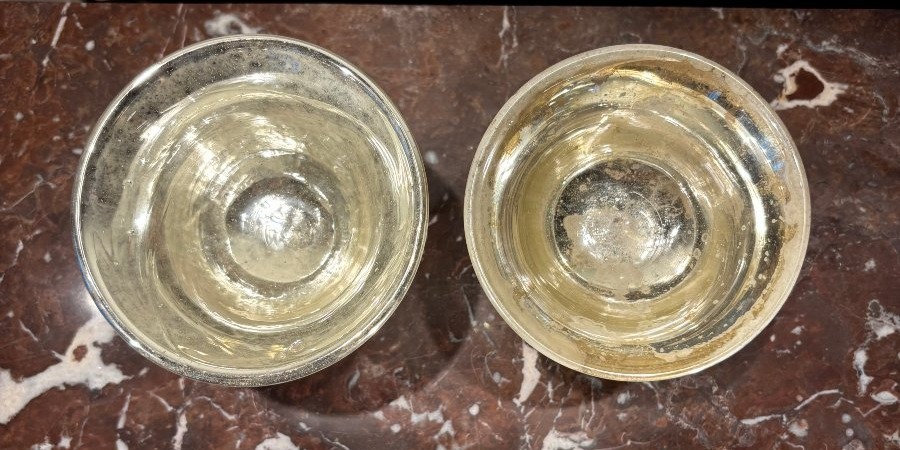 Pair Of Mercurized Glass Bowls On Stands, 19th Century-photo-4