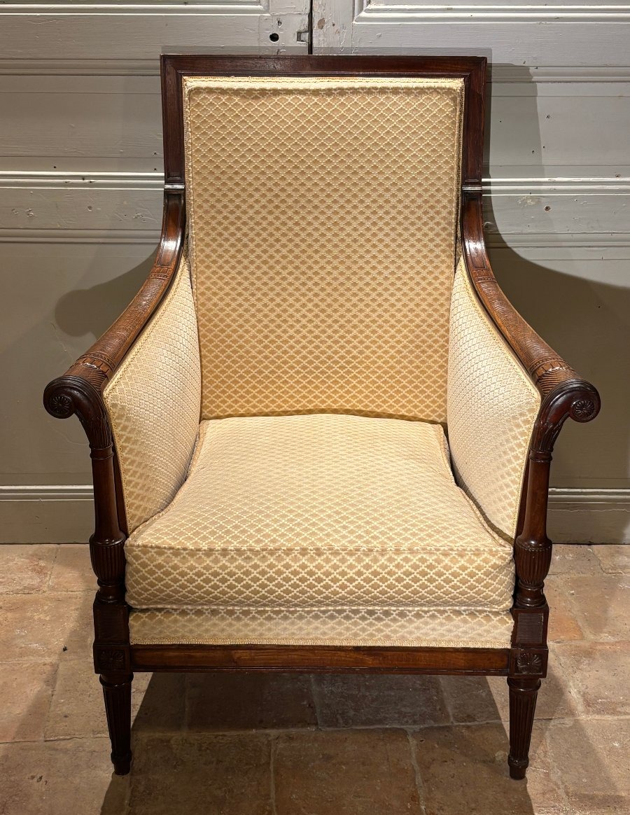 Important Period Directoire-era Armchair In Solid Mahogany, Attributed To Jacob-photo-2