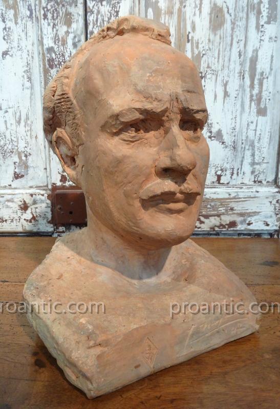 Man's Bust In Terracotta 1942