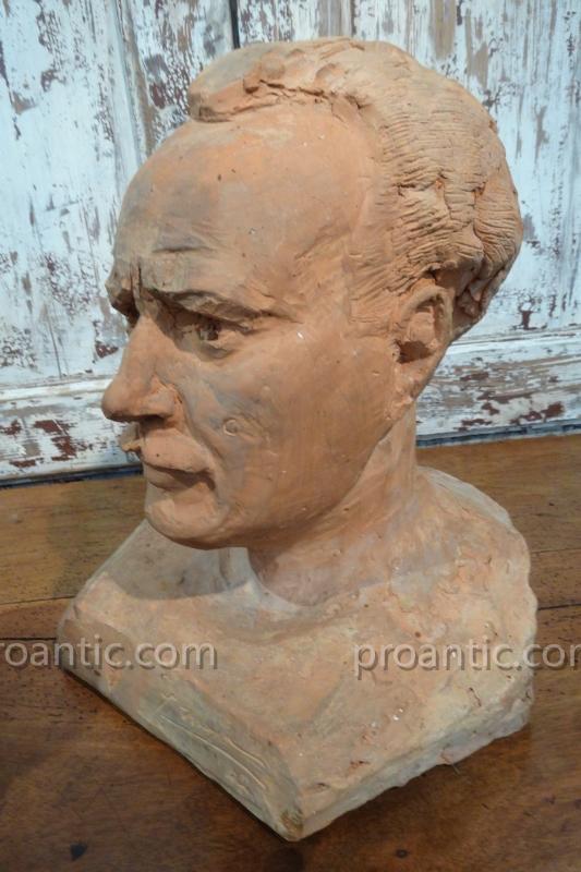 Man's Bust In Terracotta 1942-photo-4