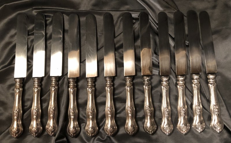 Suite De 12 Couteaux De Table De Style Louis XV Lames Chrom&eacute;es-photo-2