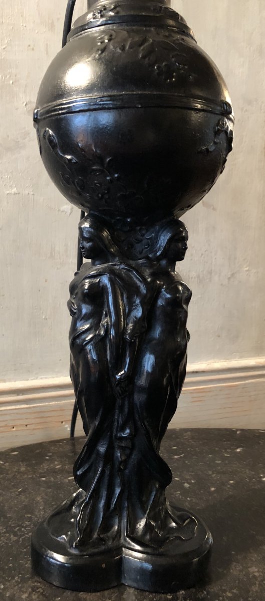 Lampes « aux Trois Grâces » à Patine Noir Fin XIX Siècle -photo-4