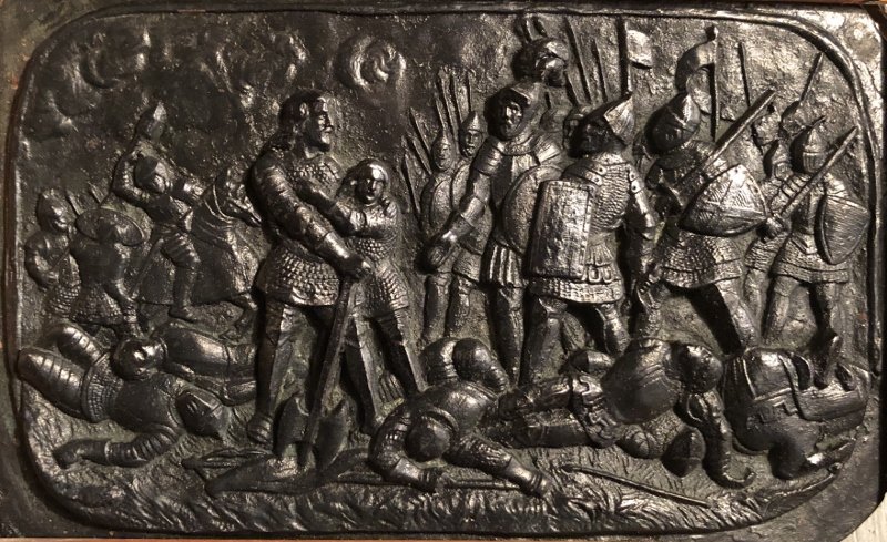 Bronze "scene de bataille moyenâgeuse" en bas relief patiné XIX° siècle-photo-3