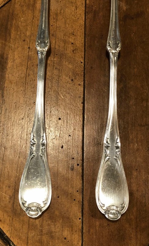 Pair Of Large Louis XV Style Salad Cutlery-photo-2